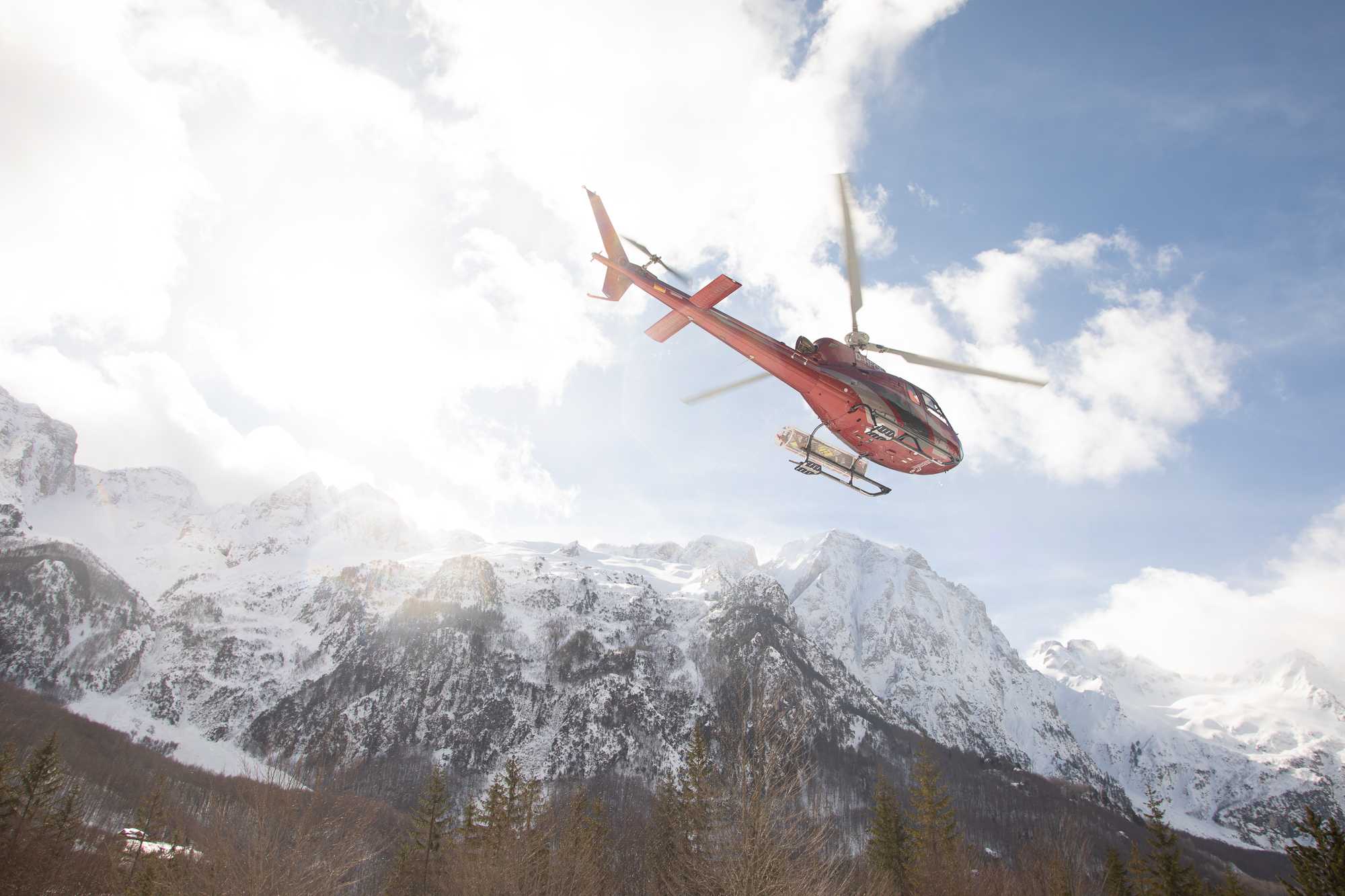 Helicopter in the Albanian Alps